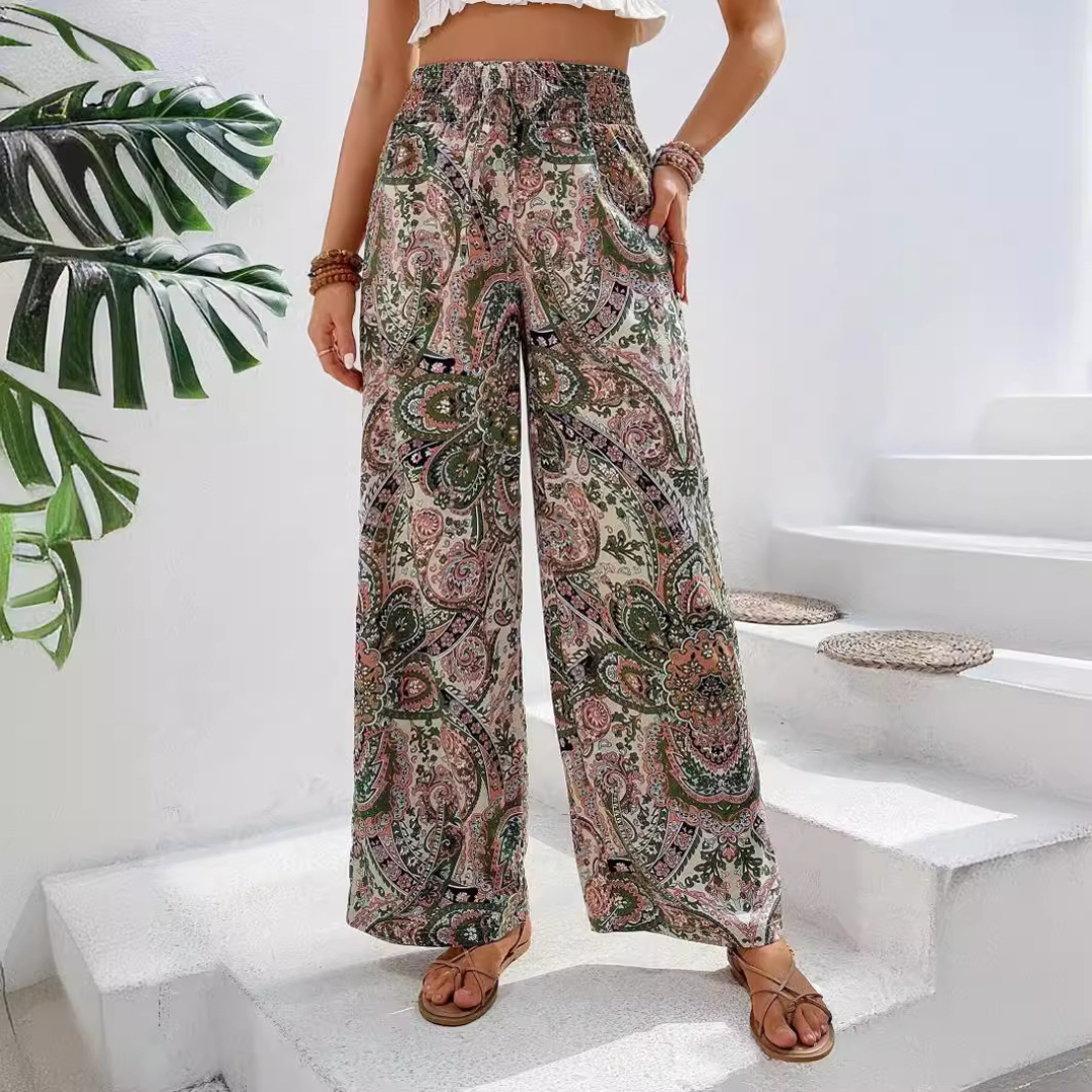Florence | Boho Print Wide Leg Trousers