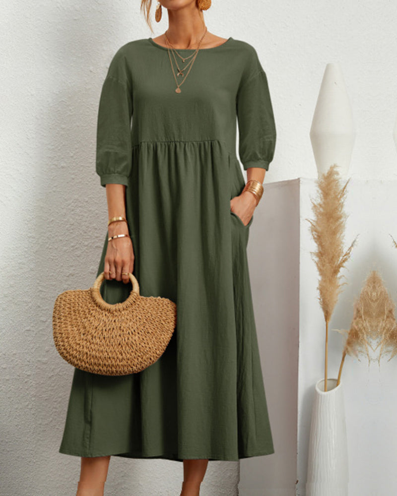 Arabella | Midi Dress with Pockets and 3/4 Sleeves