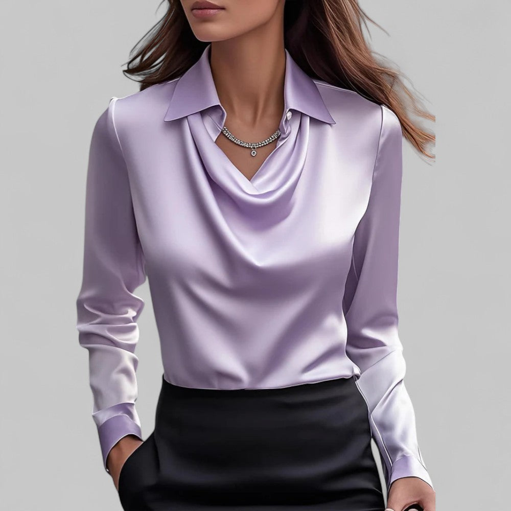 Holly | Satin Draped Neck Blouse