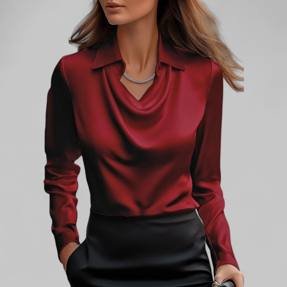 Holly | Satin Draped Neck Blouse