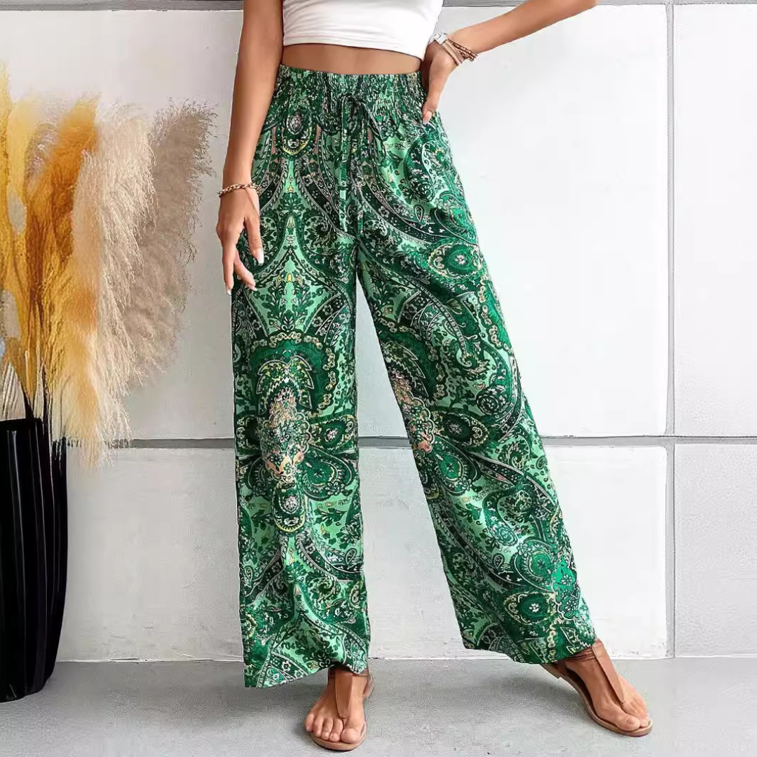 Florence | Boho Print Wide Leg Trousers