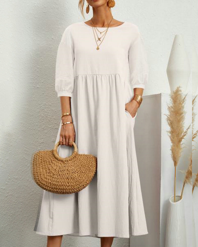 Arabella | Midi Dress with Pockets and 3/4 Sleeves