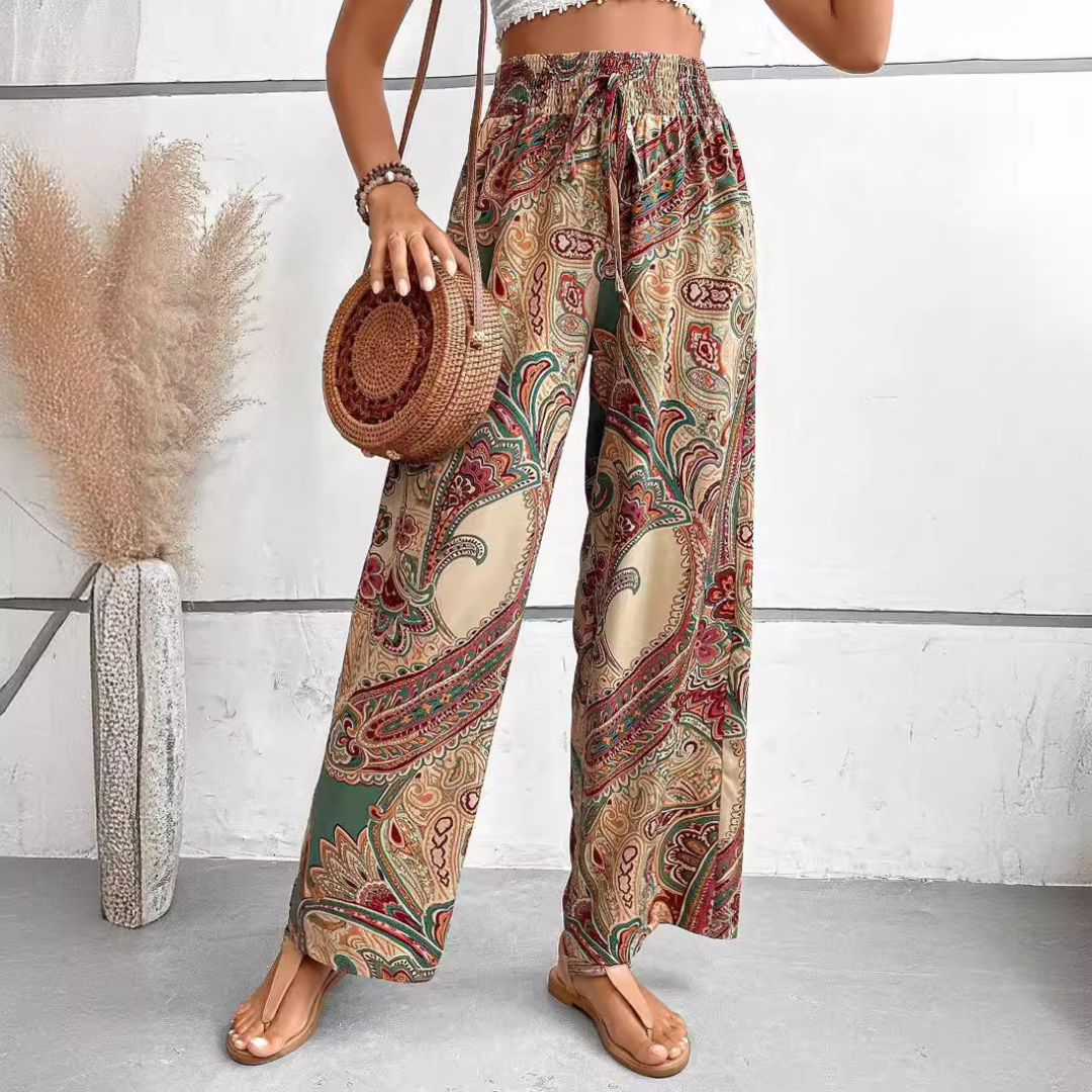 Florence | Boho Print Wide Leg Trousers