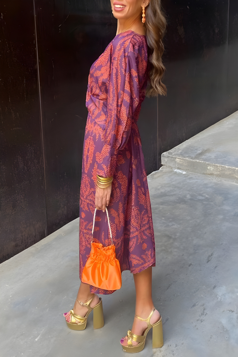 Olivia | Floral Maxi Dress with Knotted V-Neckline