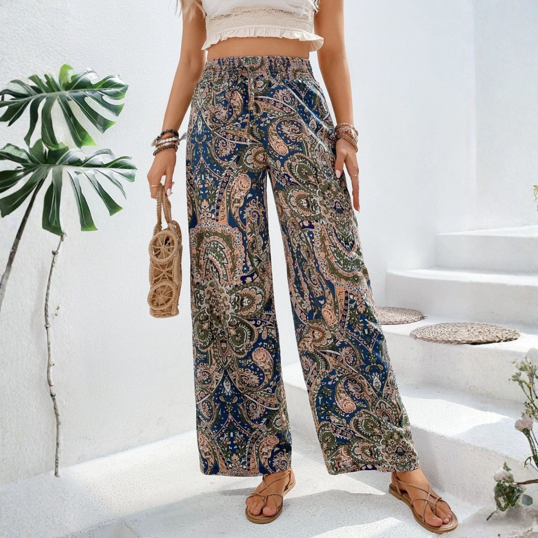 Florence | Boho Print Wide Leg Trousers