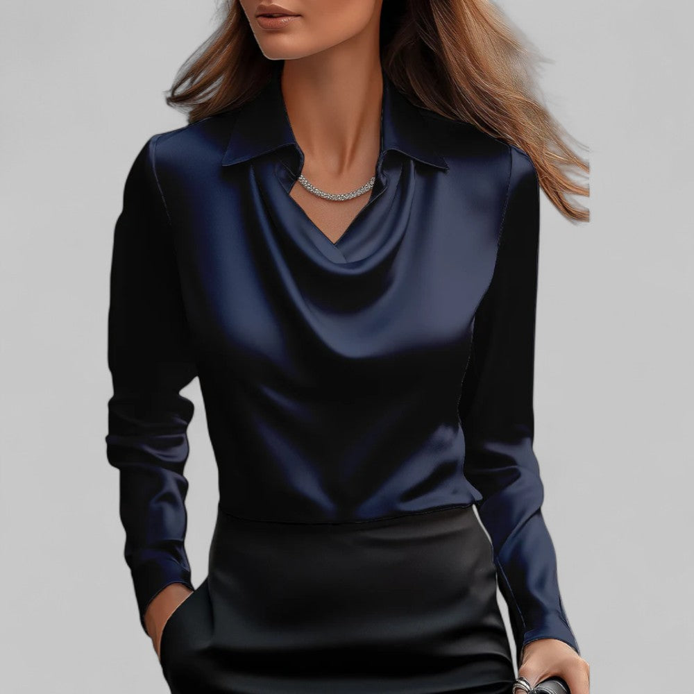 Holly | Satin Draped Neck Blouse