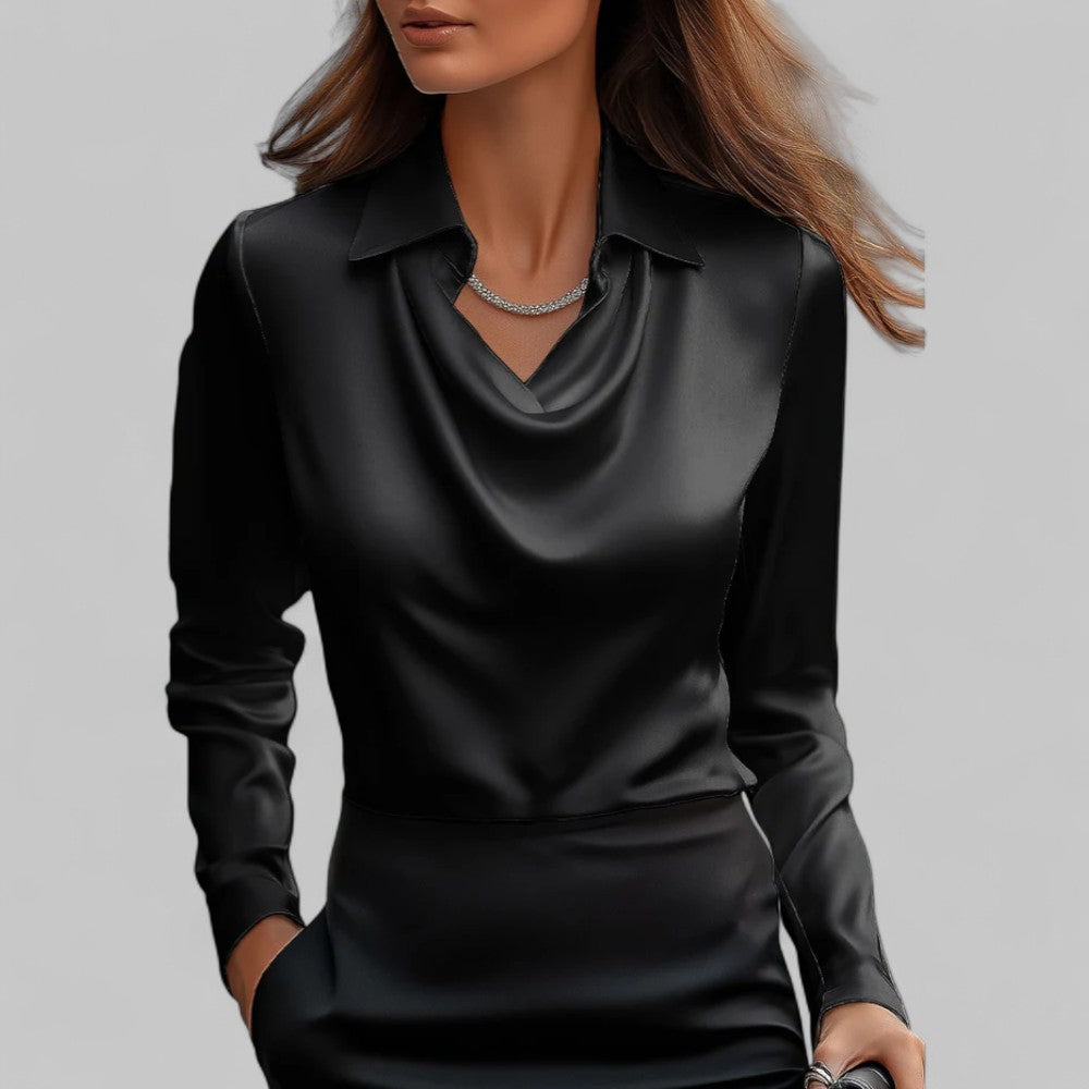 Holly | Satin Draped Neck Blouse