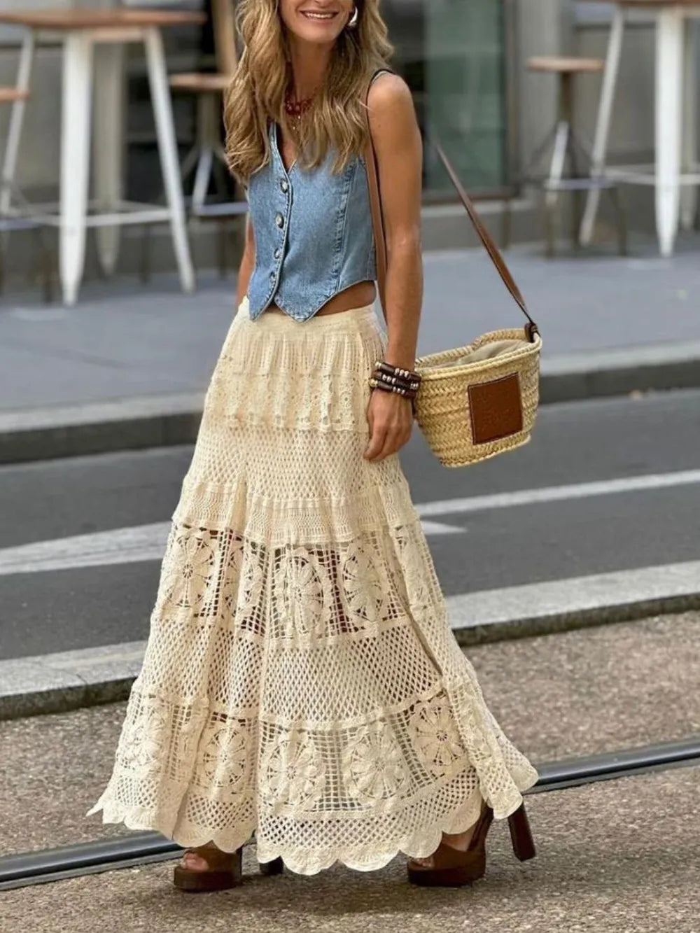 Evelyn | Crochet Lace Maxi Skirt