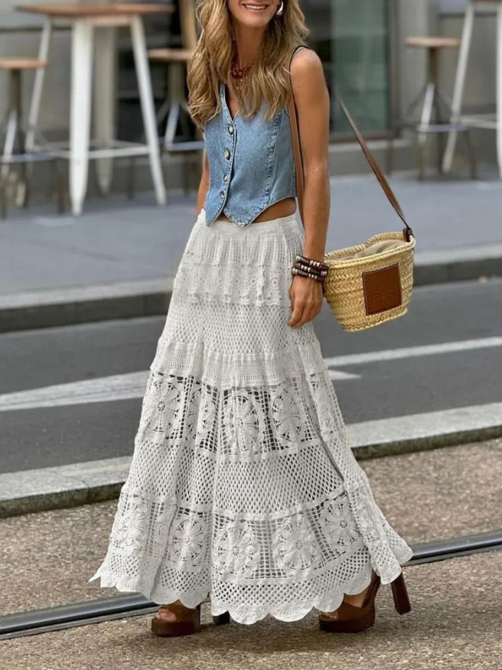 Evelyn | Crochet Lace Maxi Skirt