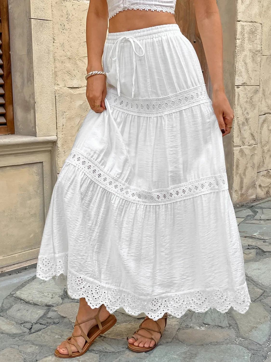 Florence | Lace Tiered Maxi Skirt