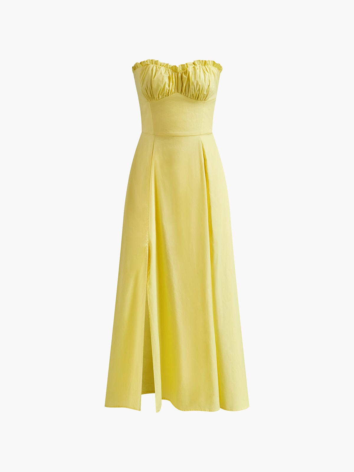 Daisy | Strapless Ruched Midi Dress with Flared Hem