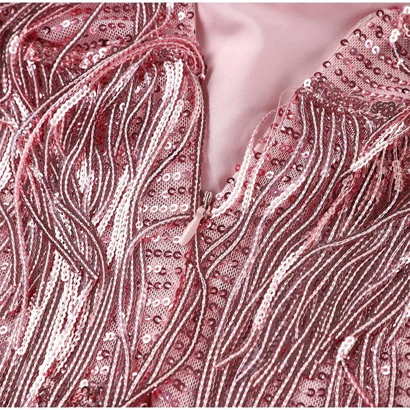 Chloe | Fringe Mini Dress with Thin Strap Detail