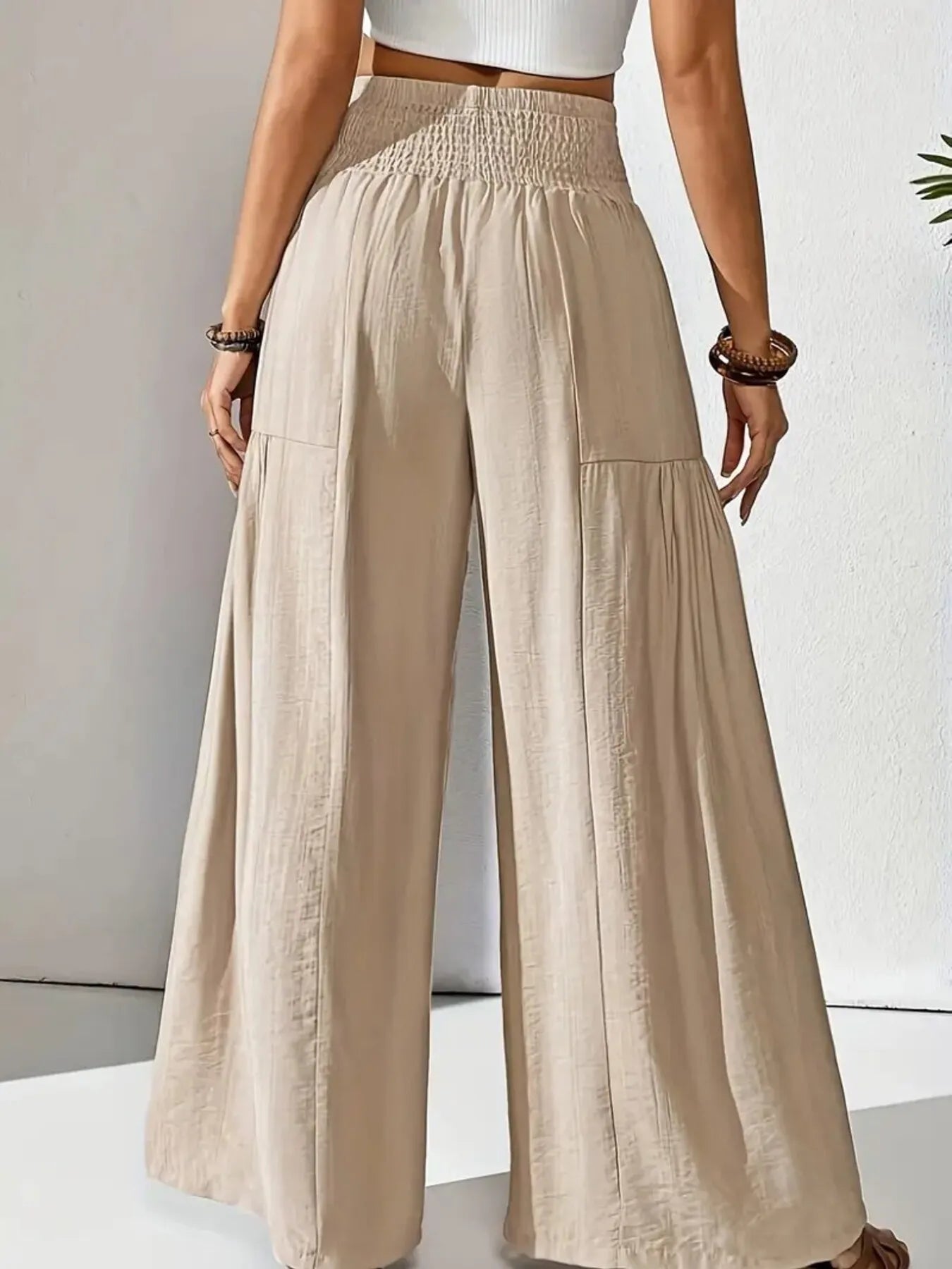Amelia | Smocked Waist Wide Leg Trousers