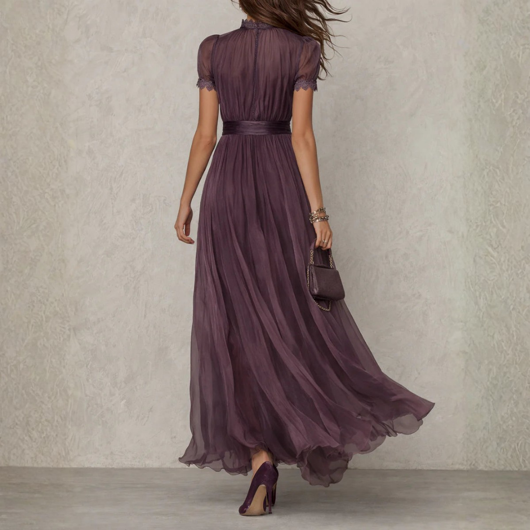 Maisie | Lace Trim Chiffon Maxi Dress
