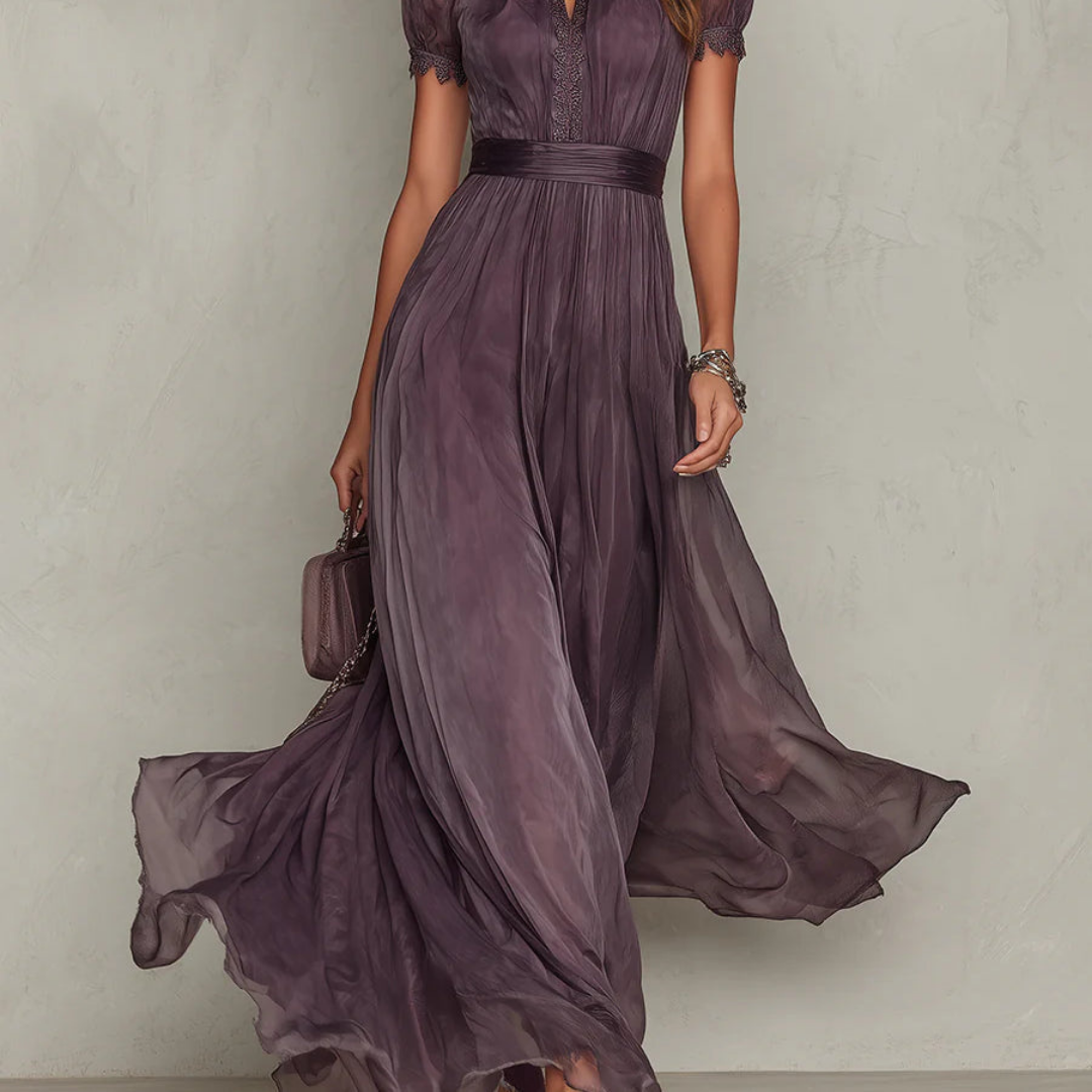 Maisie | Lace Trim Chiffon Maxi Dress