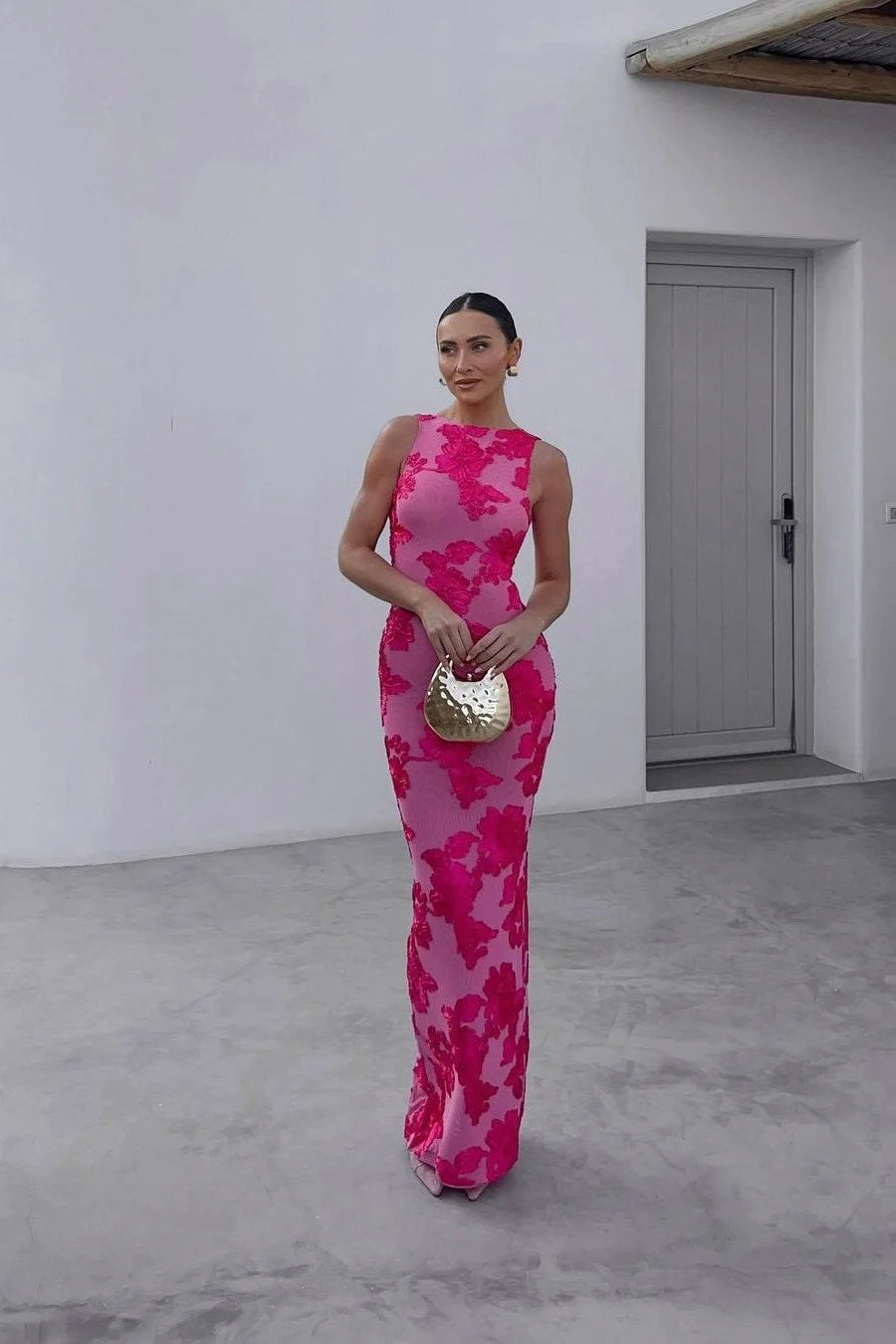 Aurora | Floral Embroidered Mesh Maxi Dress