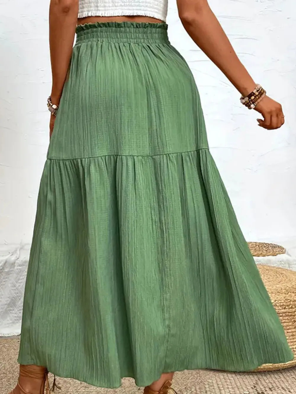 Sophie | Tiered High Slit Midi Skirt