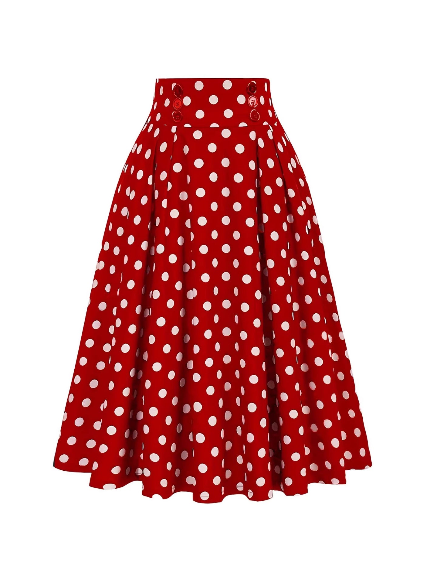 Ruby | Polka Dot Midi Skirt with Button Detail