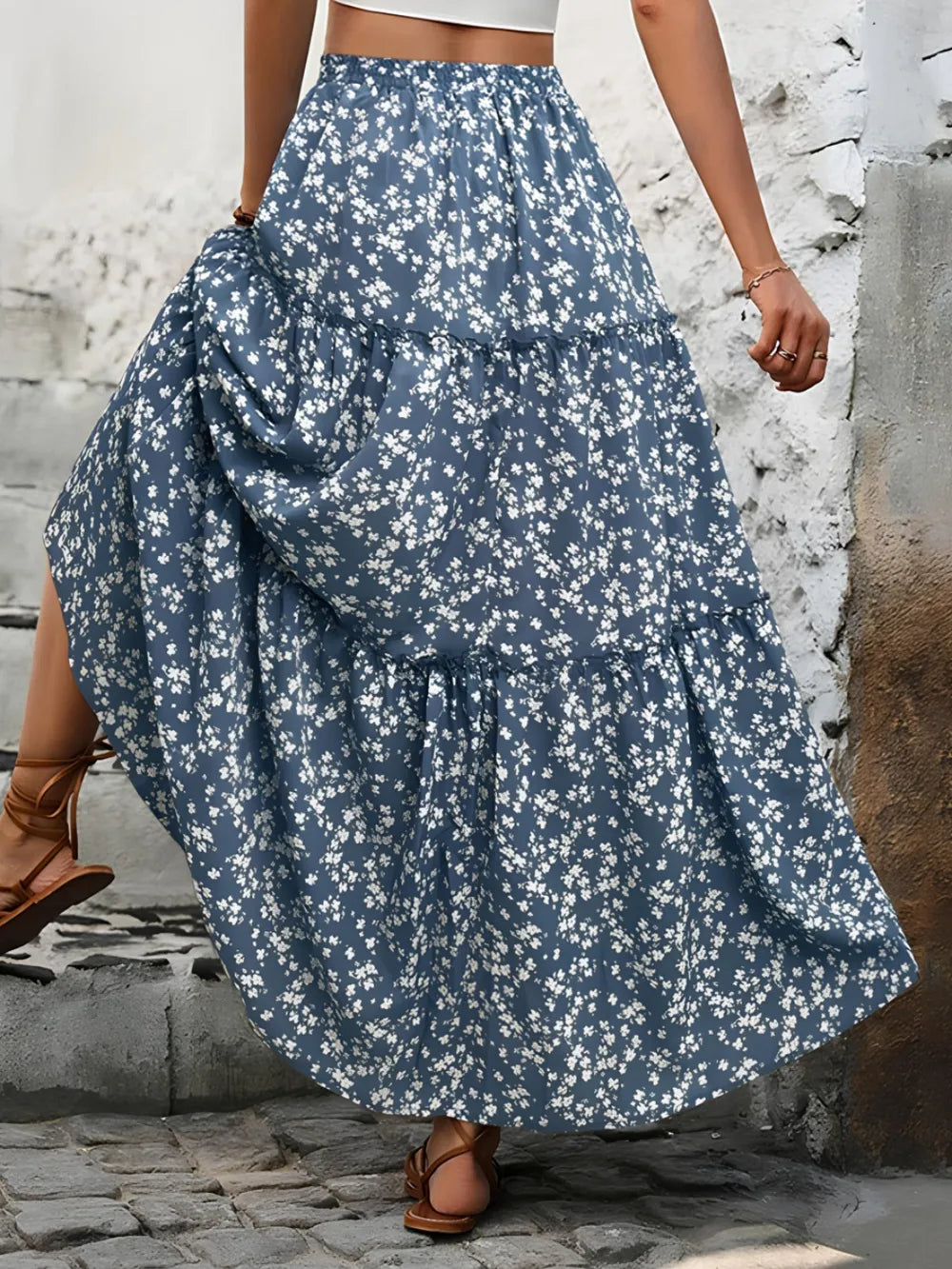 Charlotte | Floral Tiered Summer Maxi Skirt