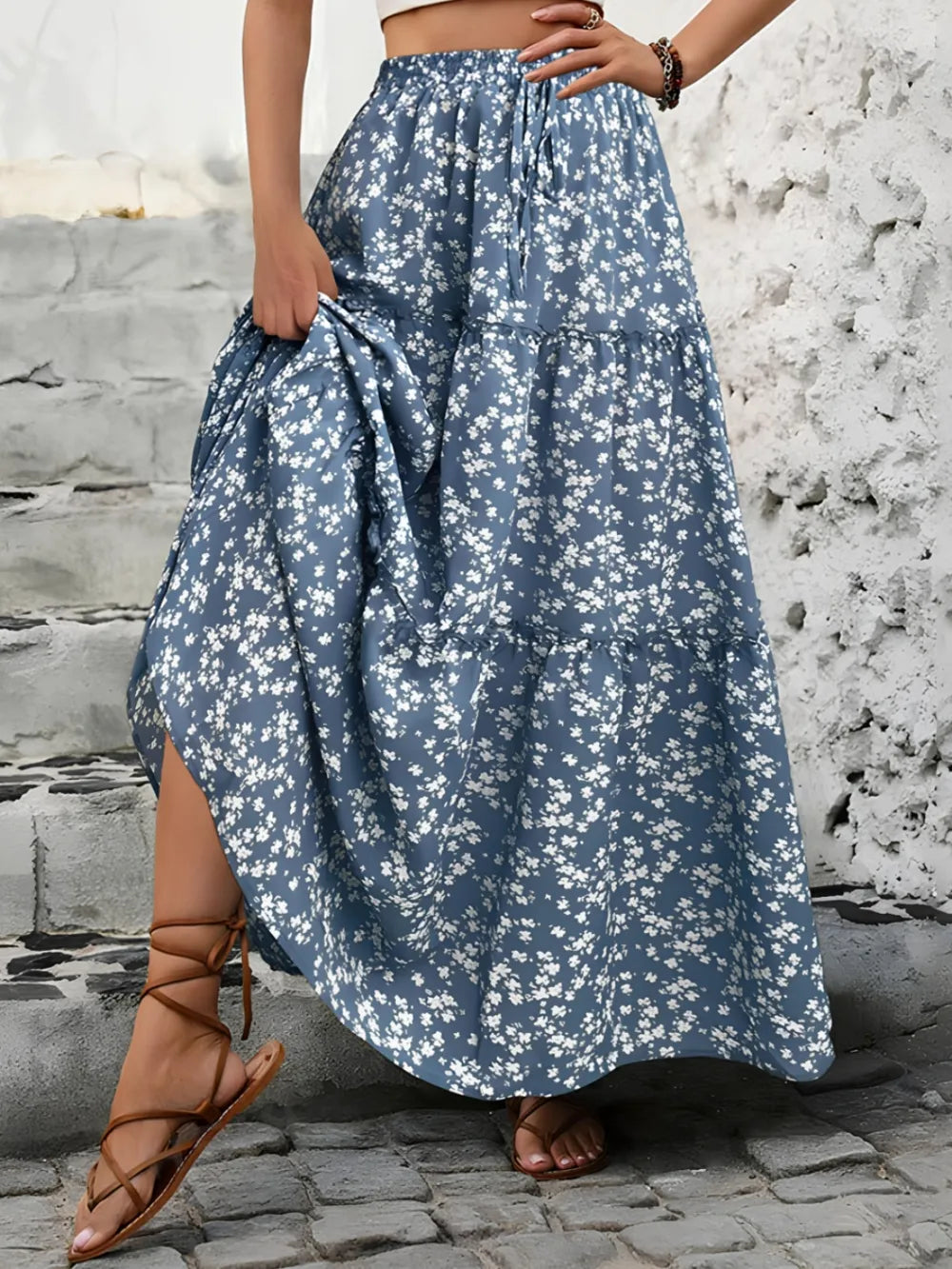 Charlotte | Floral Tiered Summer Maxi Skirt