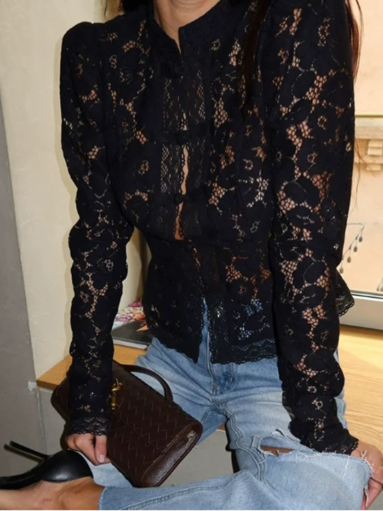 Eleanor | Vintage Lace High Neck Blouse