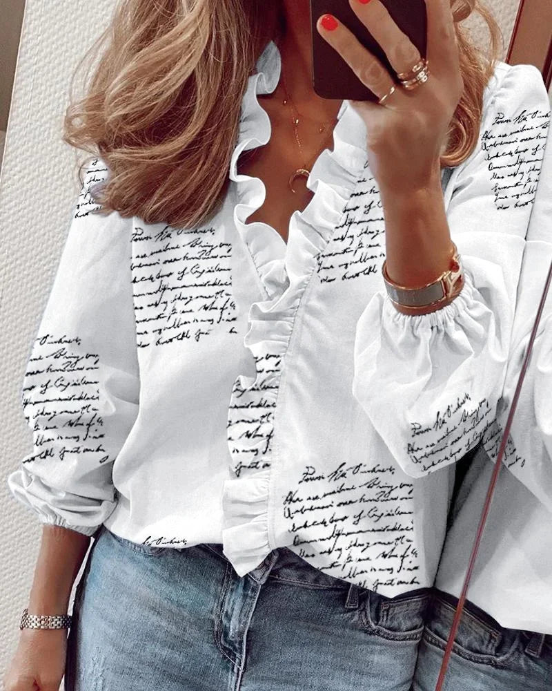 Georgia | Ruffle Collar Signature Longline Sleeve Blouse