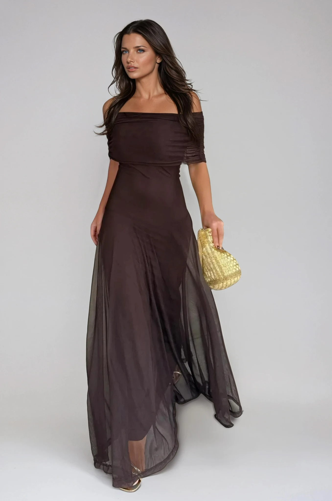 Beatrice | Mesh Overlay Formal Maxi Dress