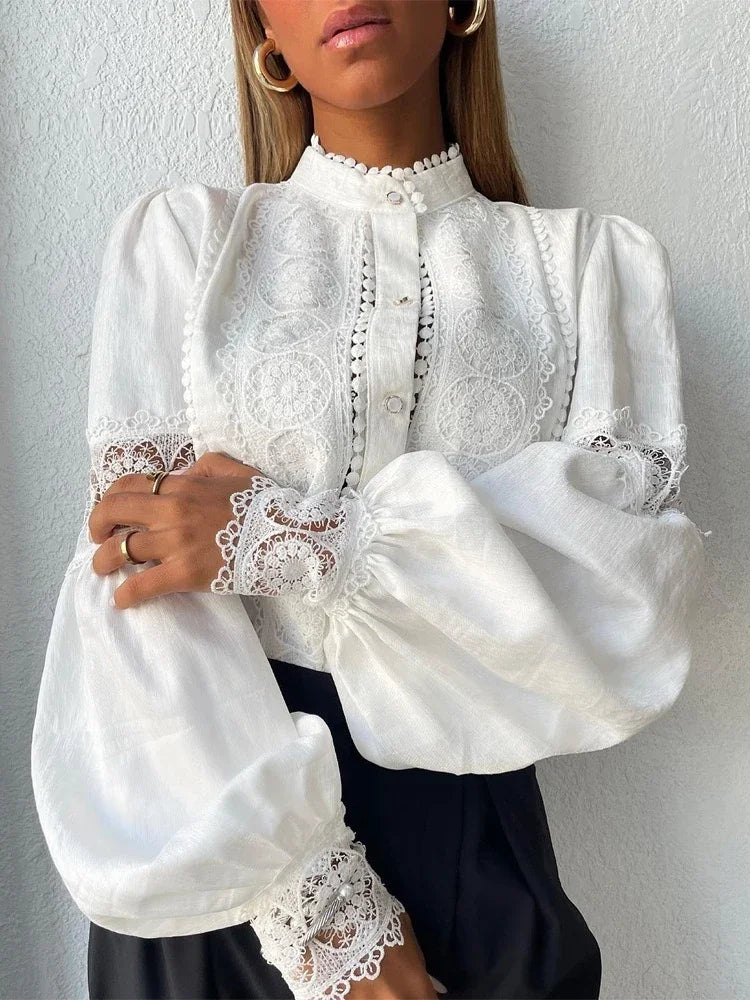 Florence | Vintage Lace High Neck Blouse