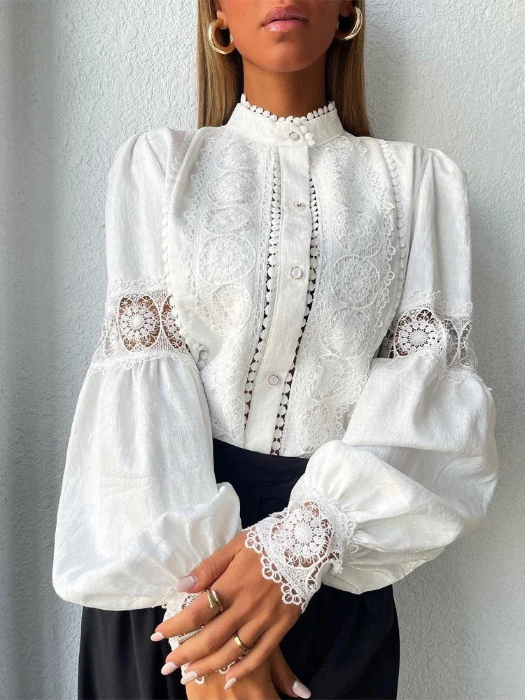 Florence | Vintage Lace High Neck Blouse