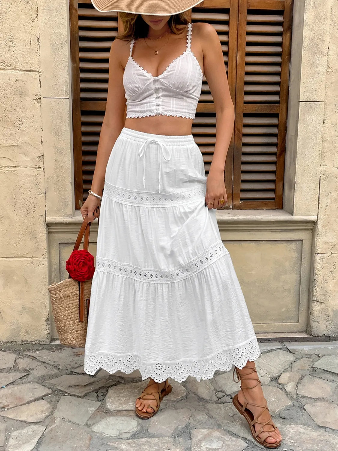 Florence | Lace Tiered Maxi Skirt