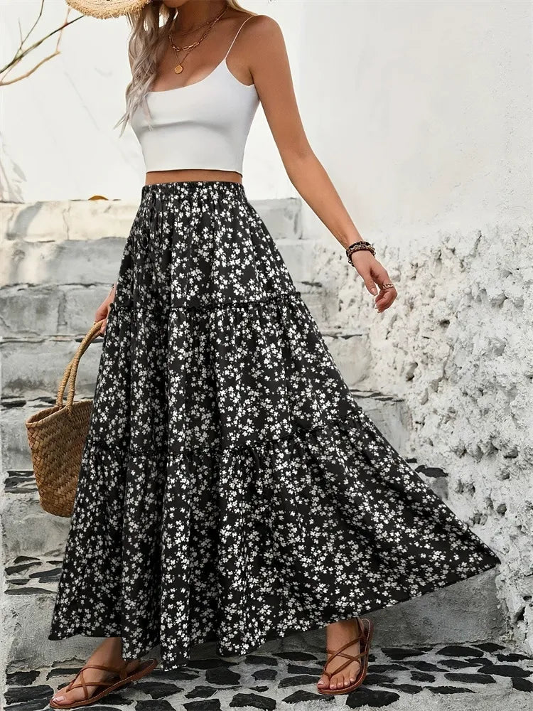 Charlotte | Floral Tiered Summer Maxi Skirt