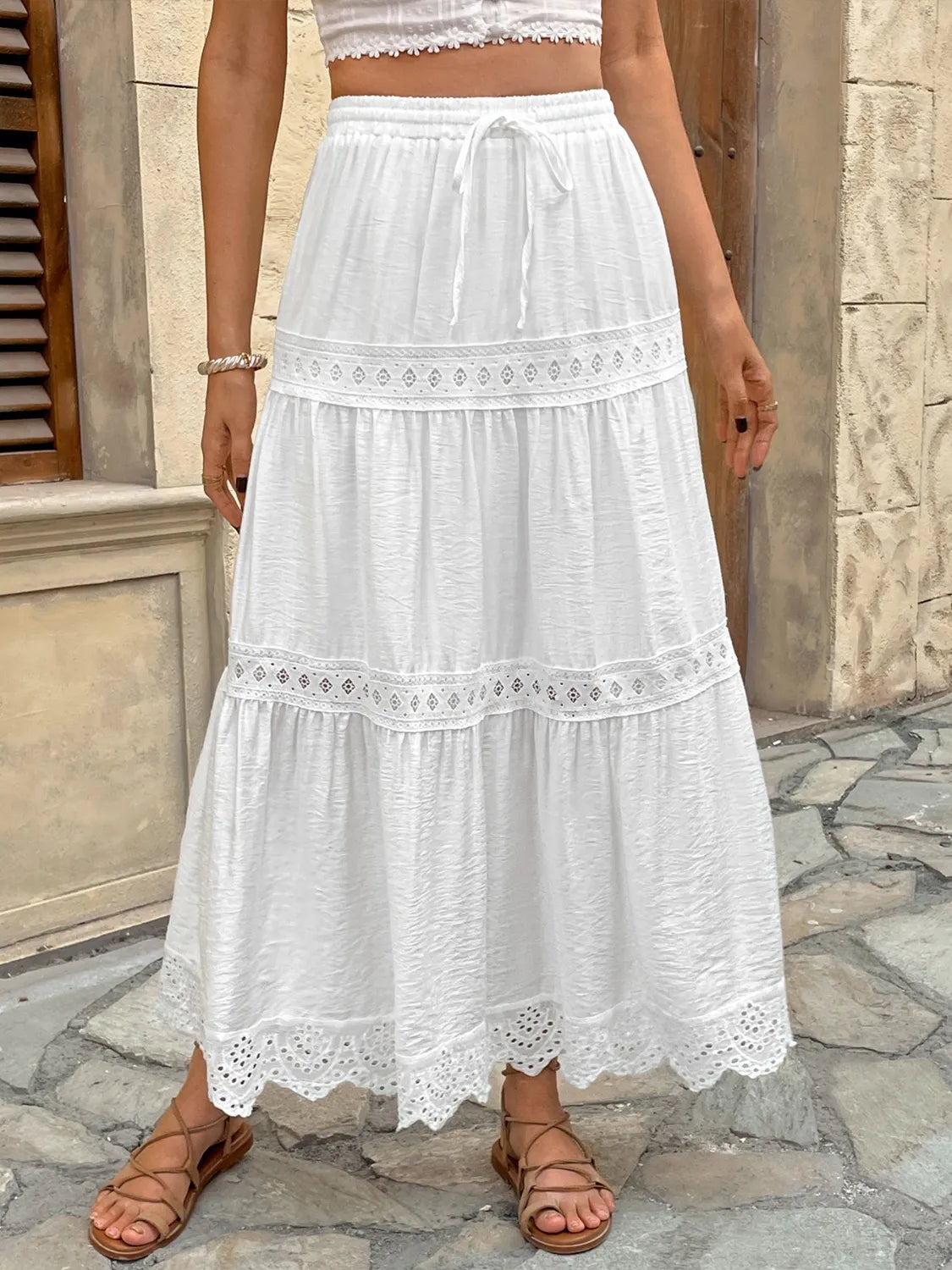 Florence | Lace Tiered Maxi Skirt