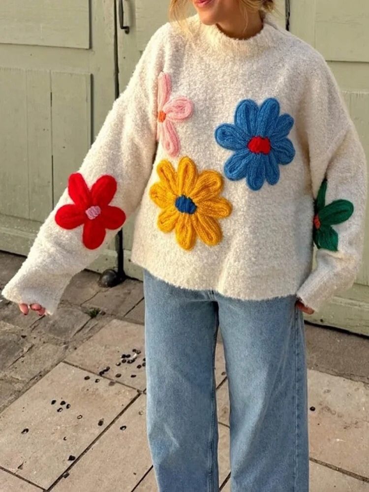 Poppy | Floral Knit Crew Neck Jumper