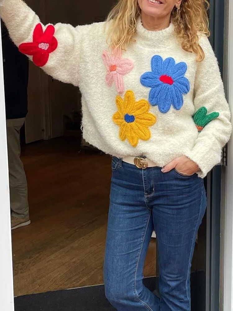 Poppy | Floral Knit Crew Neck Jumper