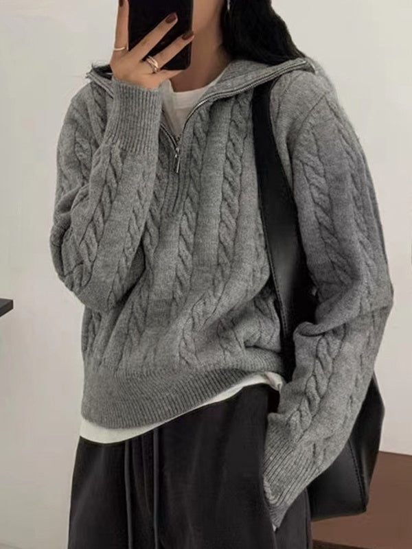 Florence | Cable Knit Half Zip Jumper