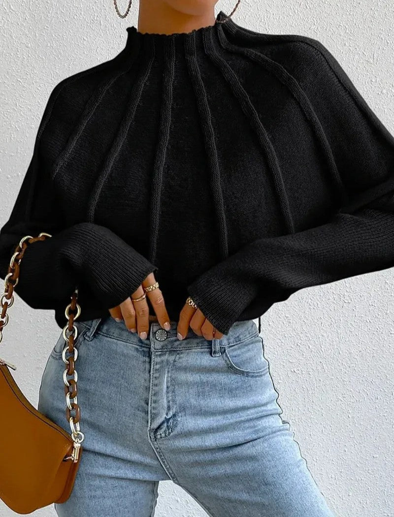 Holly | Sunburst Knit Mock Neck Jumper
