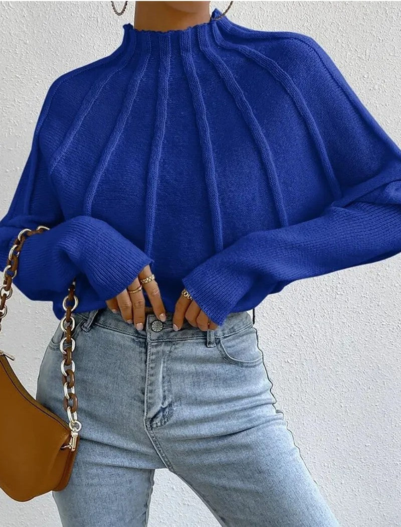 Holly | Sunburst Knit Mock Neck Jumper