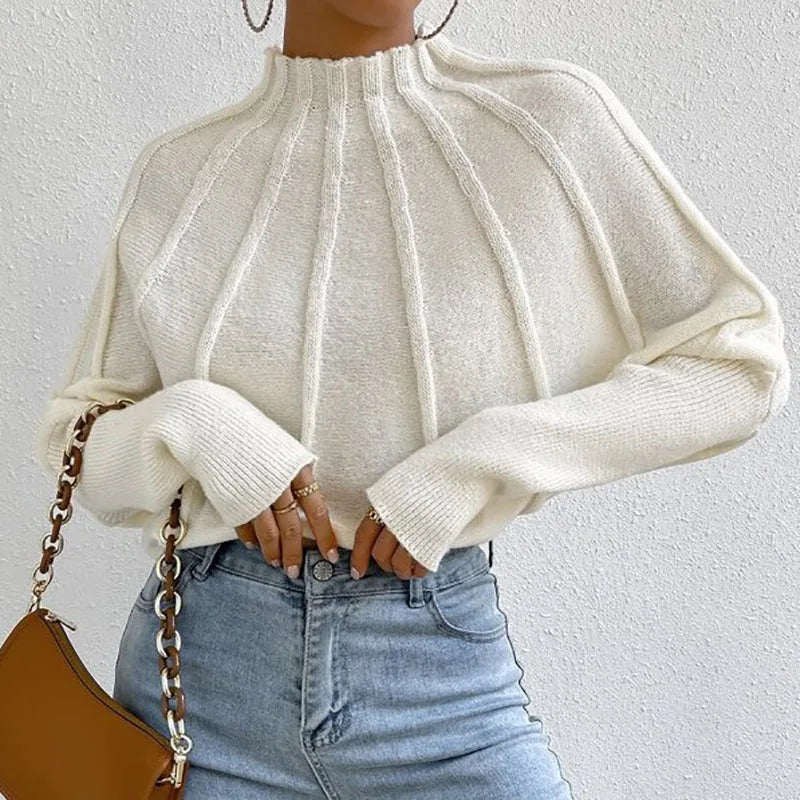 Holly | Sunburst Knit Mock Neck Jumper
