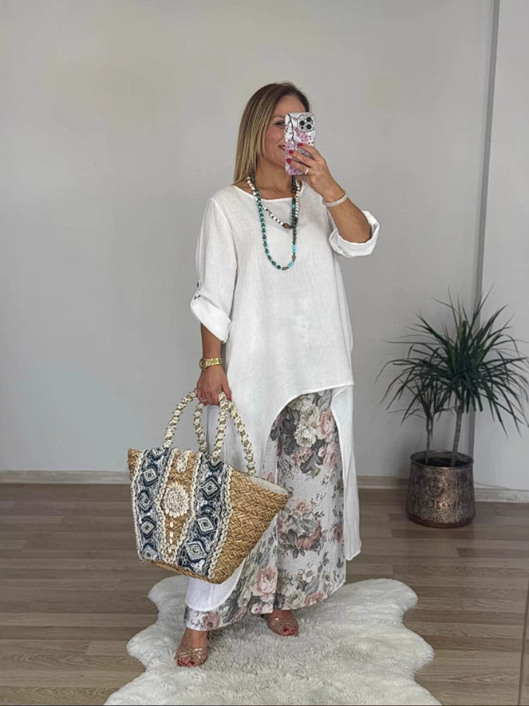 Florence | Signature Longline Sleeve Top & Printed Pants Set
