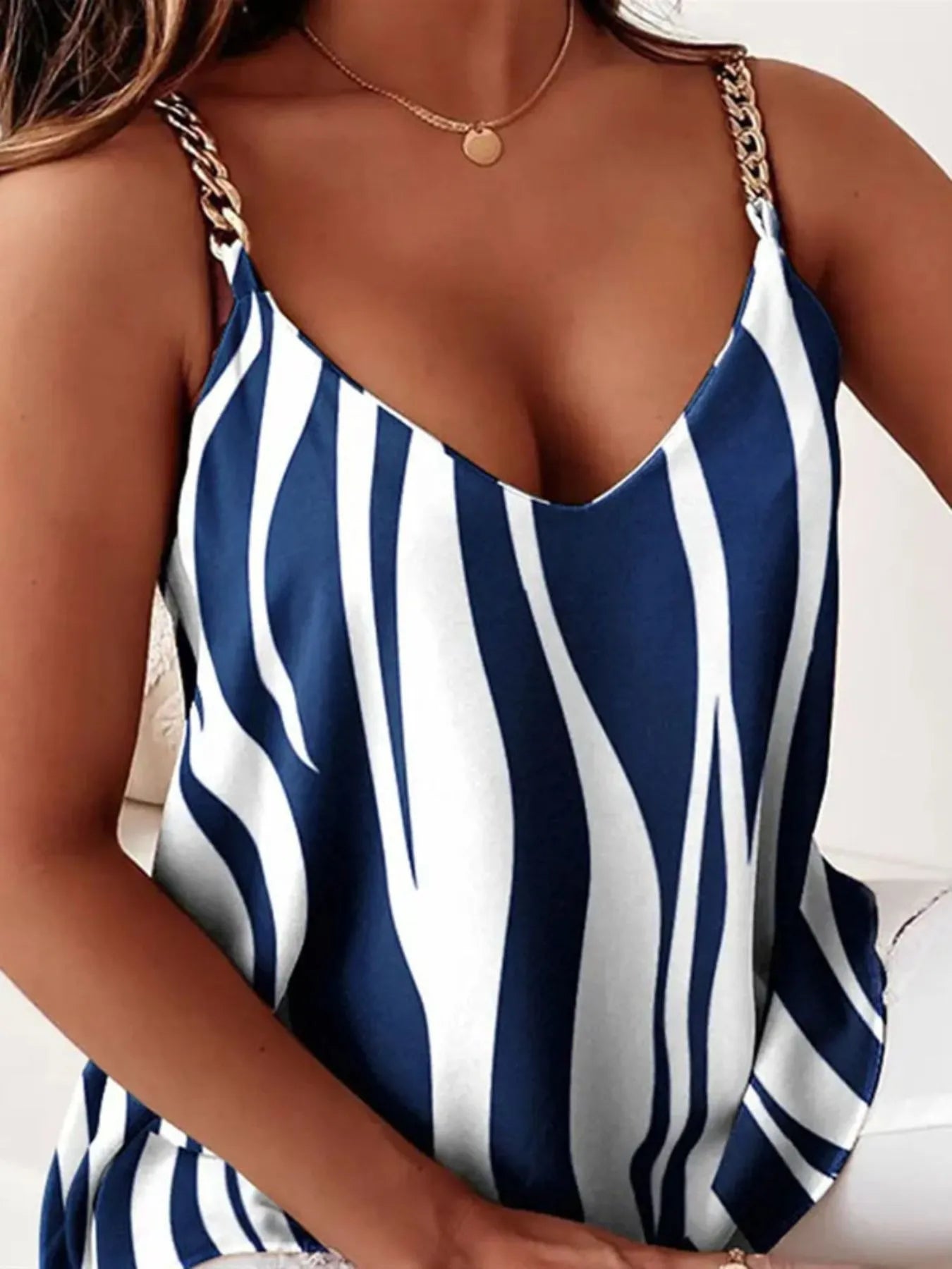 Celeste | Chain Strap V Neck Top