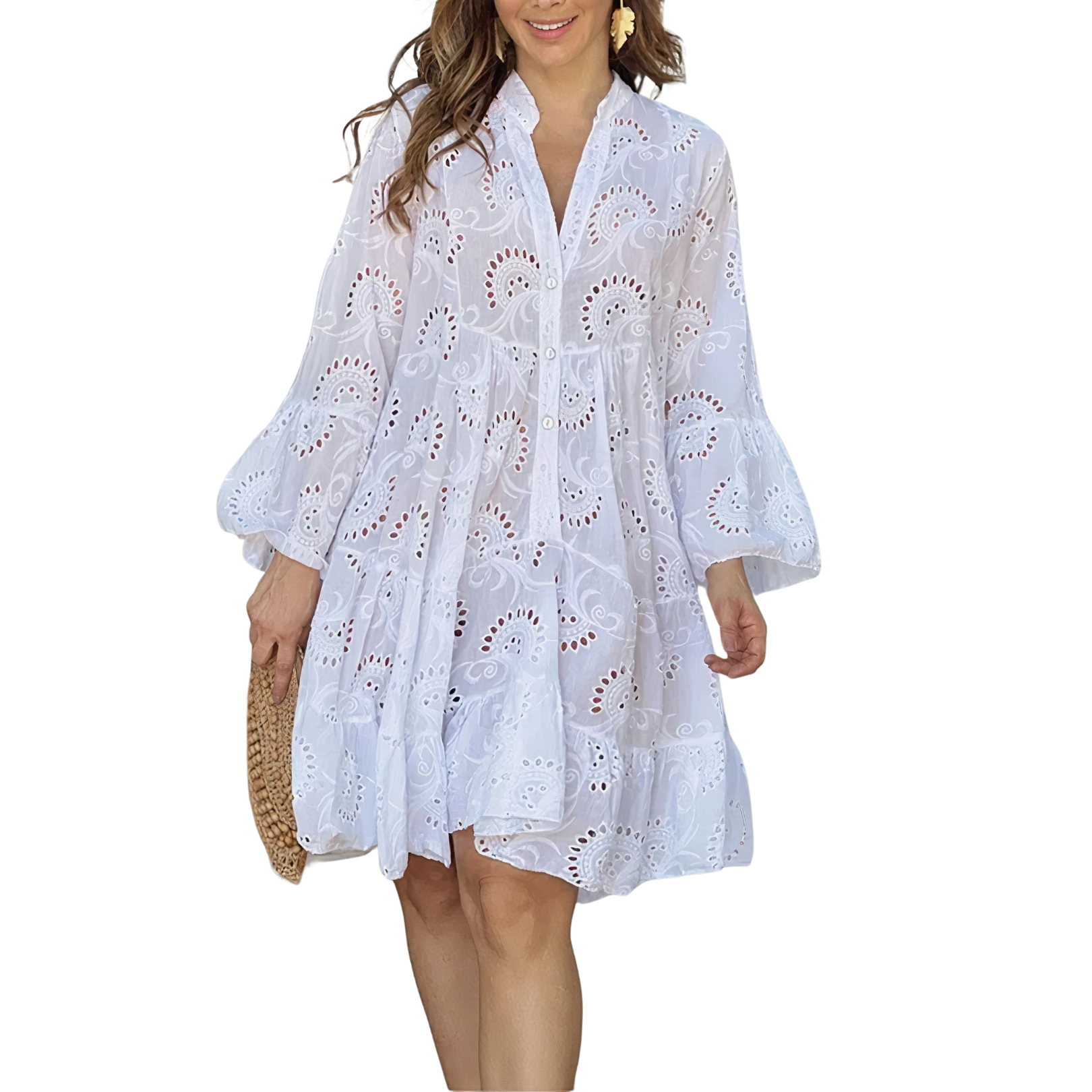 Florence | Lace V Neck Shirt Dress