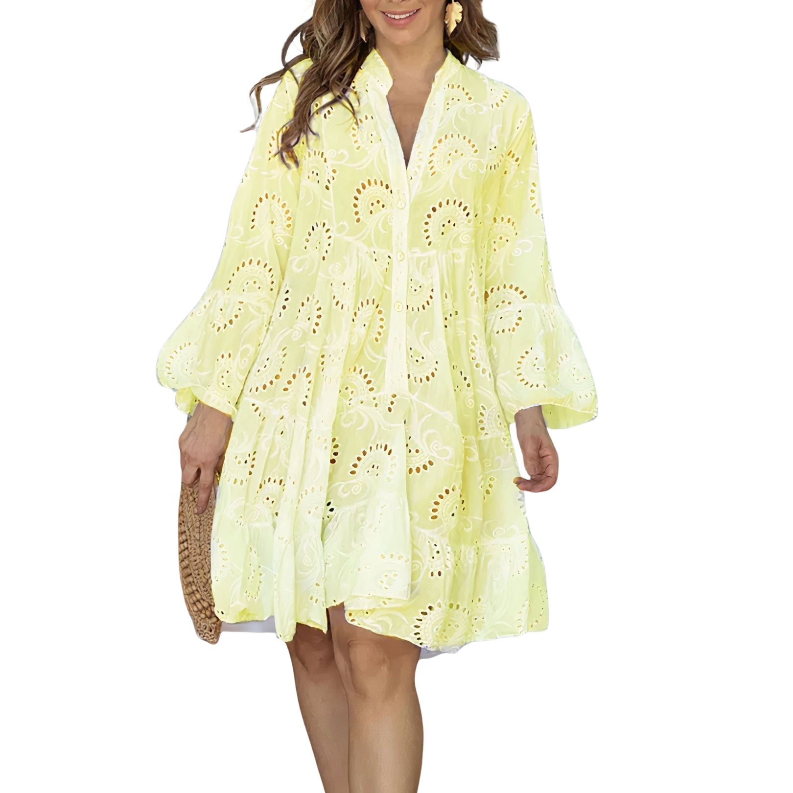 Florence | Lace V Neck Shirt Dress
