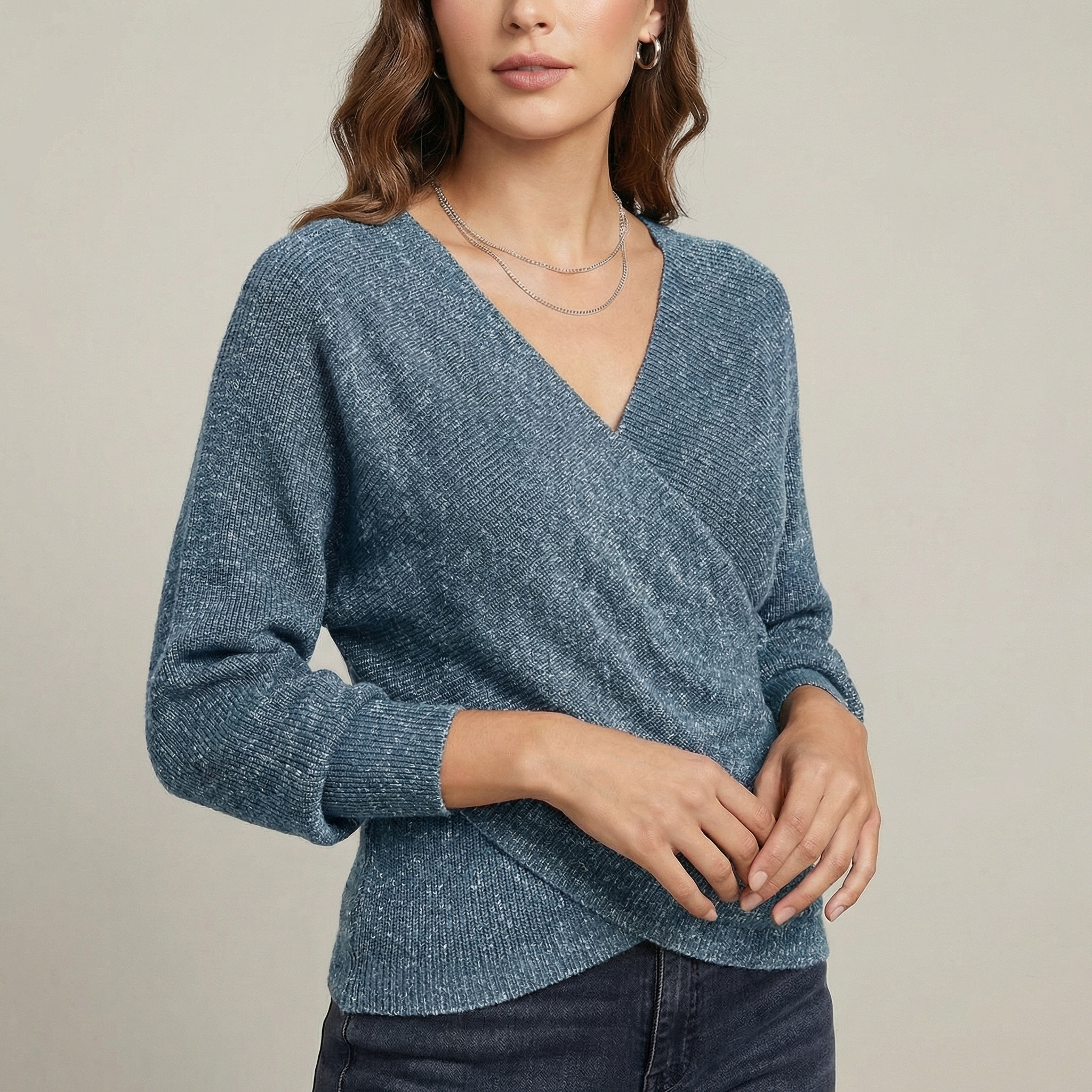 Matilda | Crossover V Neck Knit Jumper