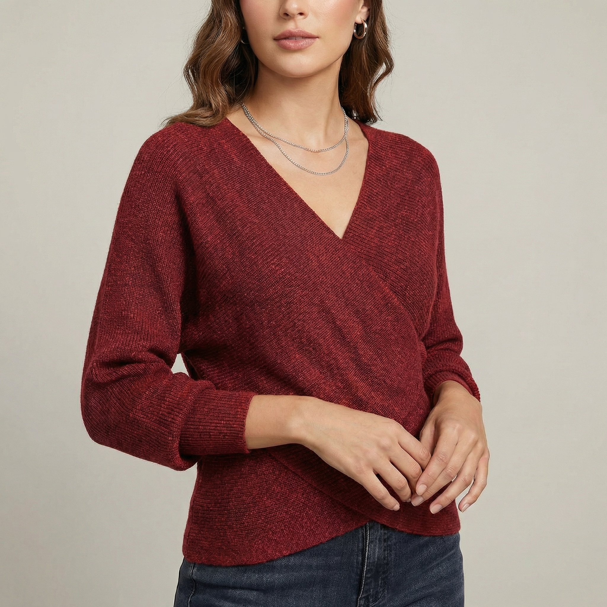 Matilda | Crossover V Neck Knit Jumper