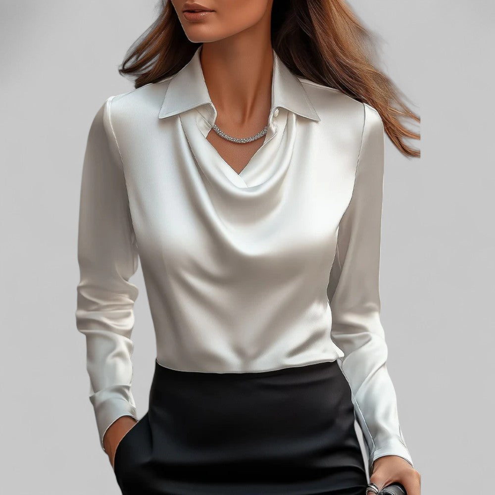 Holly | Satin Draped Neck Blouse