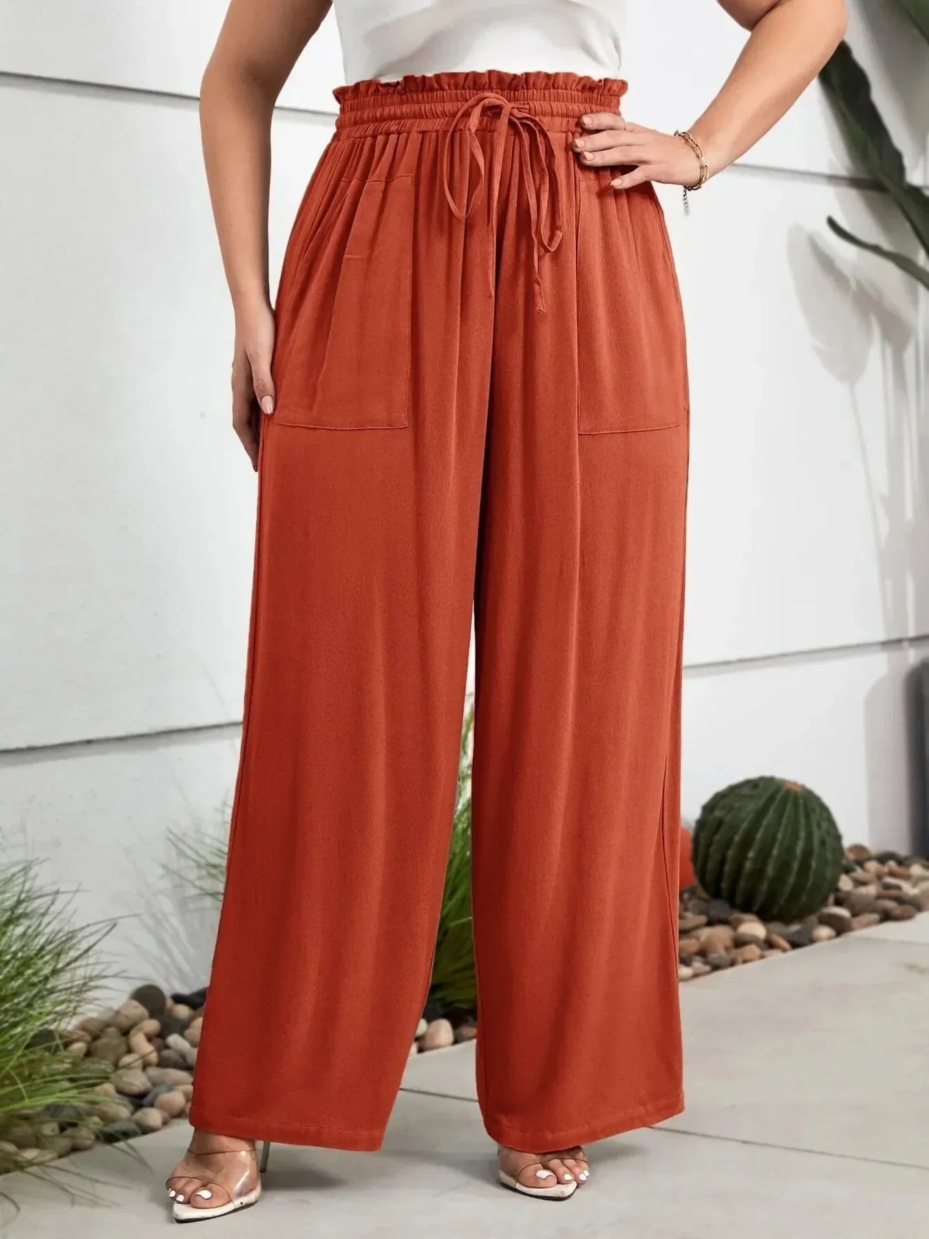 Grace | High Waist Wide Leg Drawstring Trousers