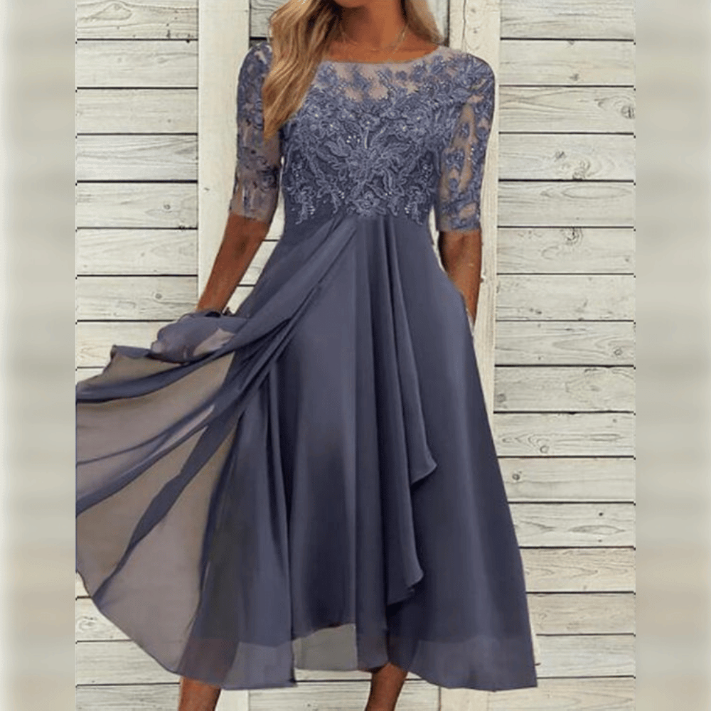 Matilda | Lace Chiffon Occasion Midi Dress