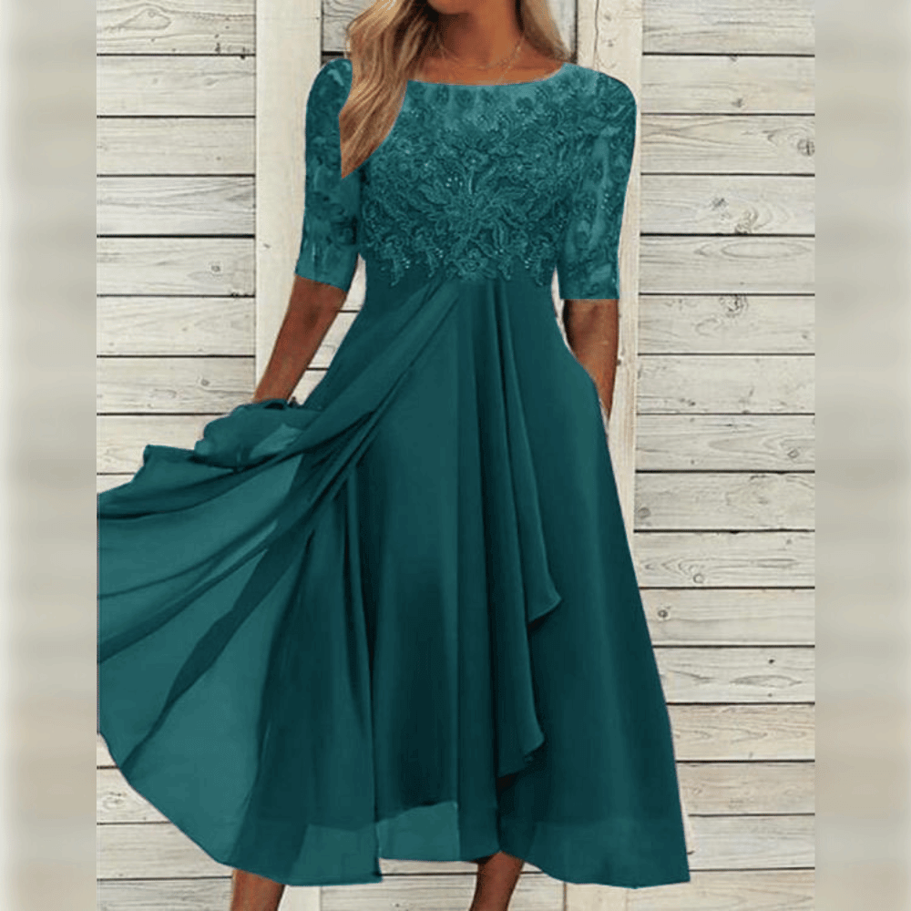 Matilda | Lace Chiffon Occasion Midi Dress
