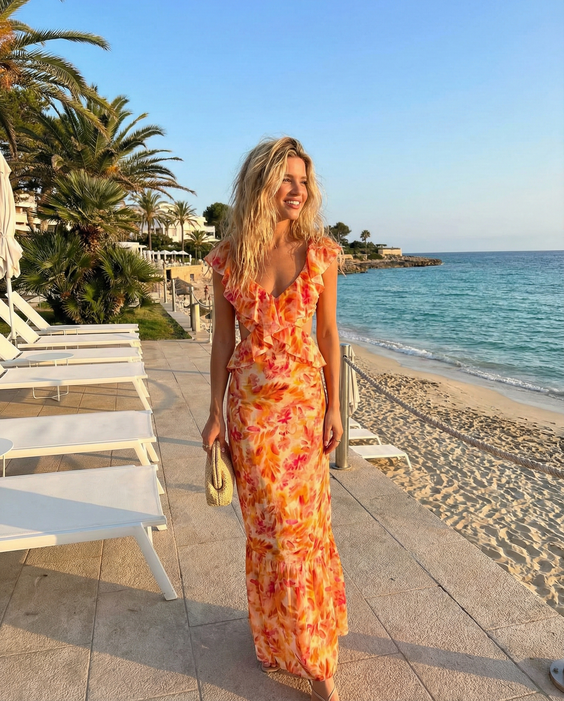 Flora | Floral Ruffle Maxi Dress with Flowing Silhouette